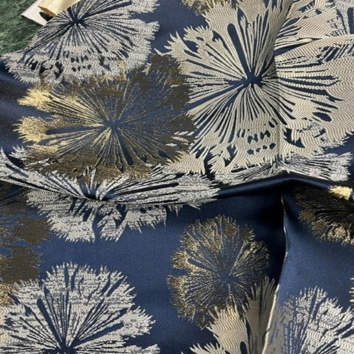 Navy Allium Jacquard Fabric by the Yard - 115 Inch Wide Fabrics Star
