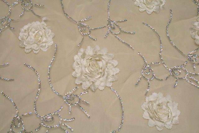 BRIDELY Embroidered Sheer Mesh Fabric, 58 Inch. in Width Ivory Fabrics Star