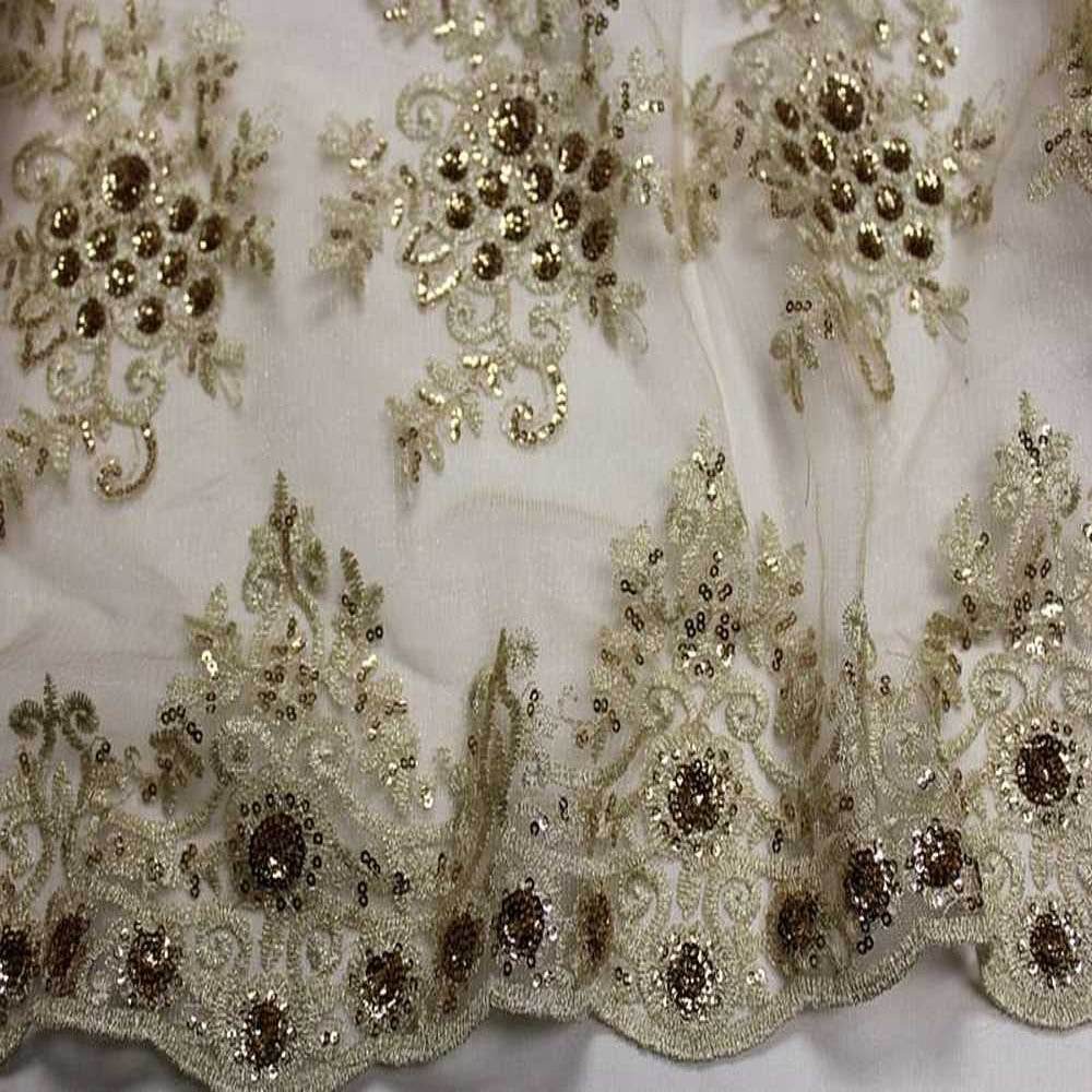 Bristol Glitter Sequin Embroidered Lace Fabric. 54 Inch in Width | Home Decor Champagne Fabrics Star