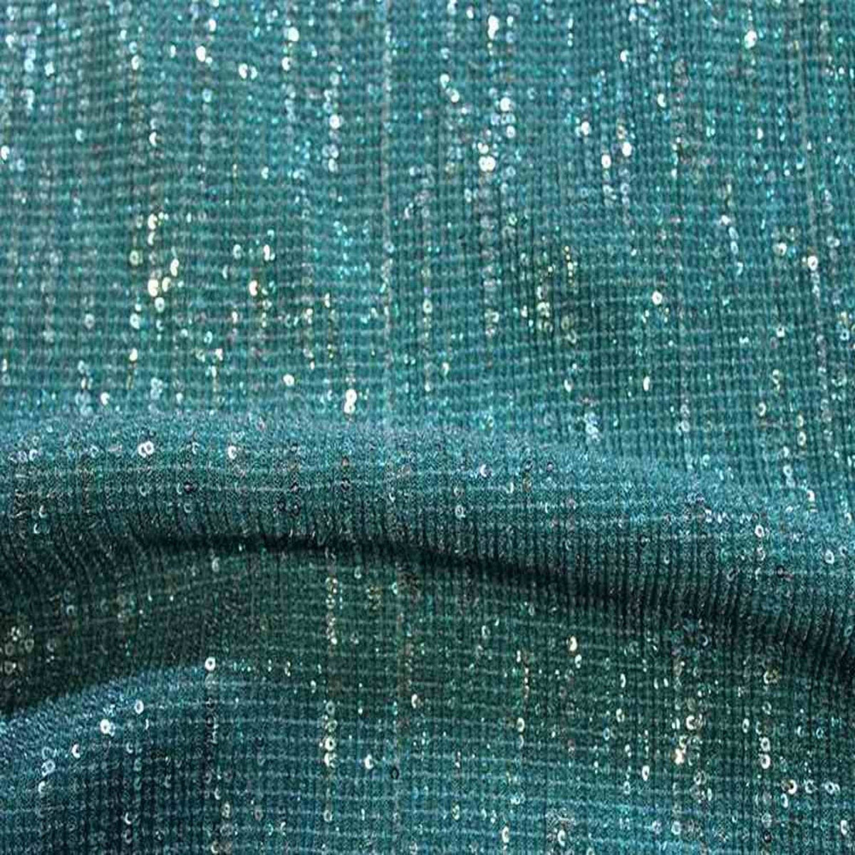 Teal COCKTAIL Sequin Fabric on Mesh Material Fabric by the Yard - 52 Inch Wide Fabrics Star