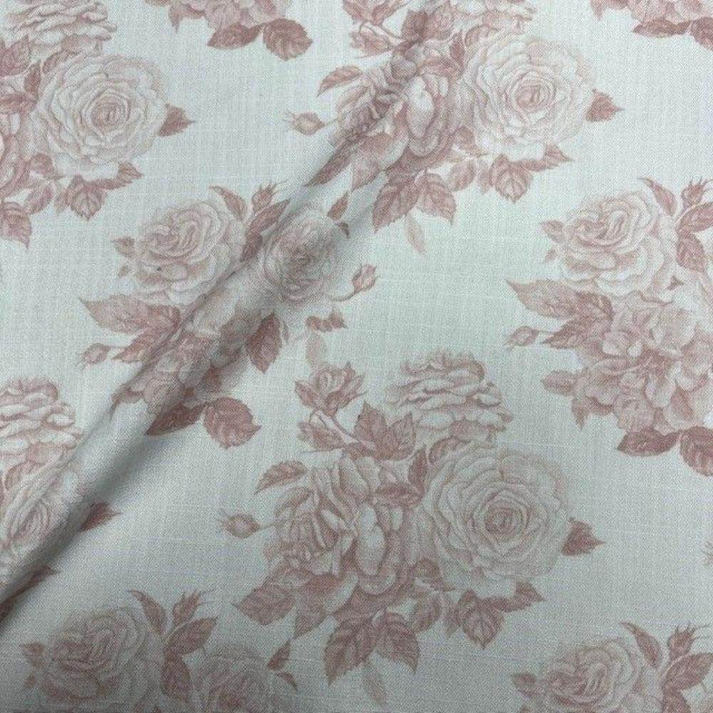 Derby Floral Digital Print Fabric - Linen Look - 115 Inch. in Width, | Home Decor Pink Fabrics Star