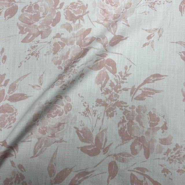Dover Floral Digital Print Fabric - Linen Look - 115 Inch. in Width, | Home Decor Pink Fabrics Star