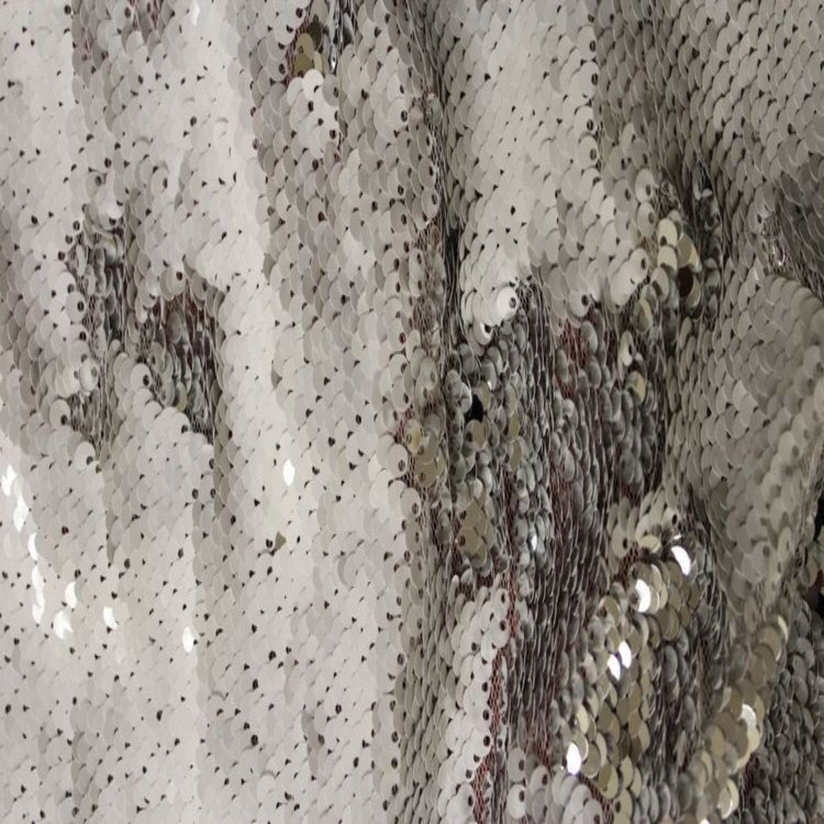 White/Silver Color Changing Sensory Wall Reversible Sequin Fabric by the Yard - 52 Inch Wide Fabrics Star