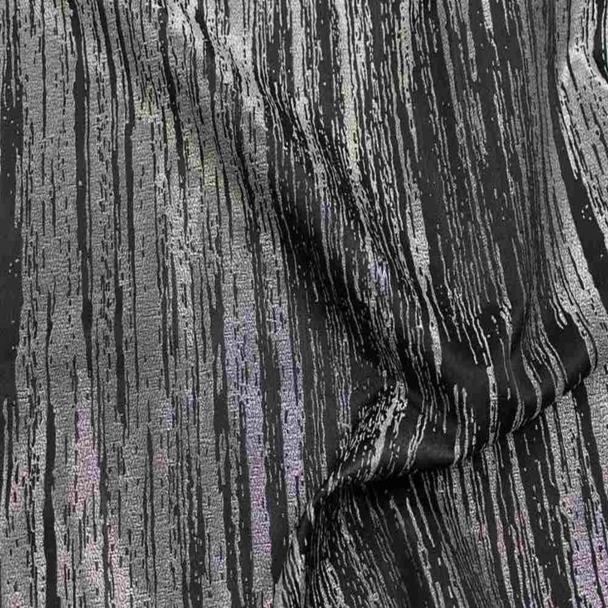 Inline Metallic Jacquard Fabric - 114 Inch. in Width, | Home Decor Black Silver Fabrics Star