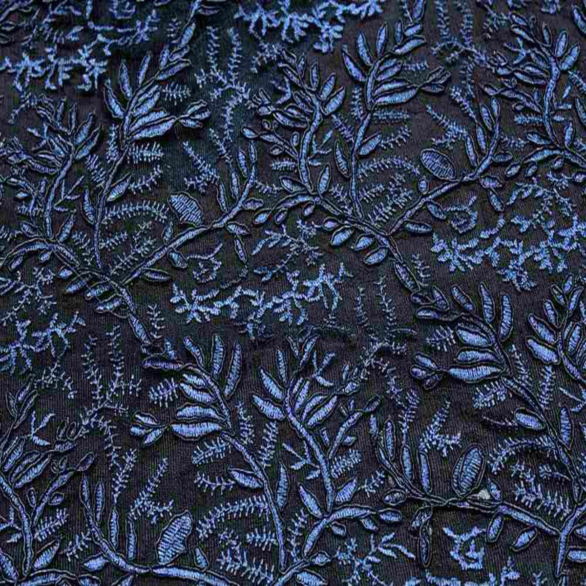 OMAHA Glitter Embroidered Mesh Fabric. Lace Netting Material 53 Inch in Width | Home Decor Navy Fabrics Star