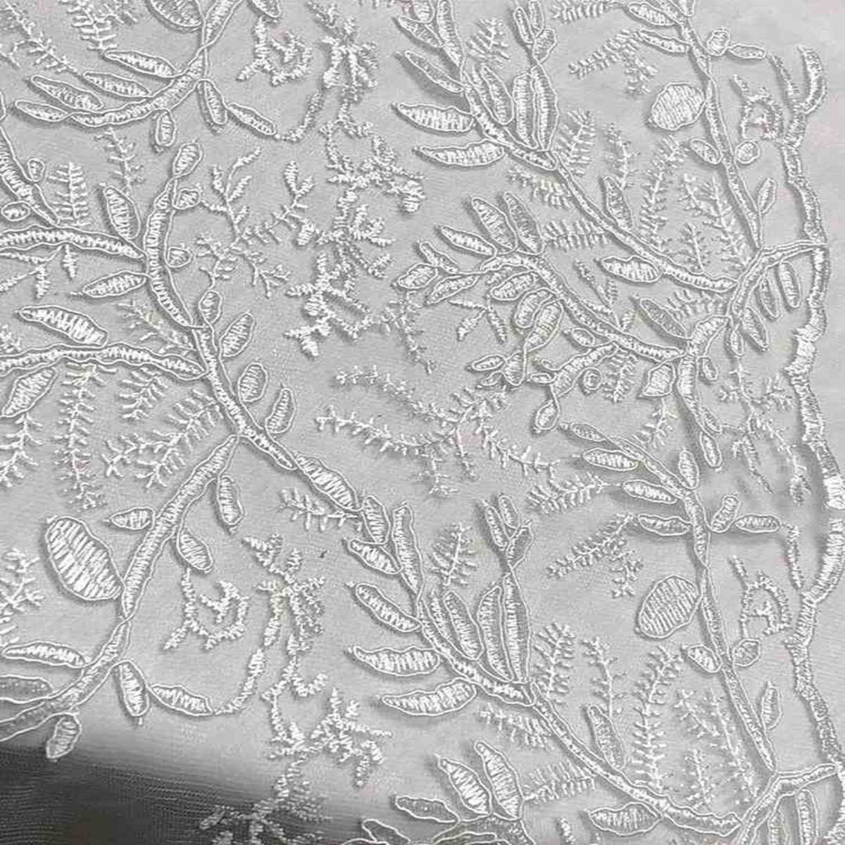 OMAHA Glitter Embroidered Mesh Fabric. Lace Netting Material 53 Inch in Width | Home Decor White Fabrics Star