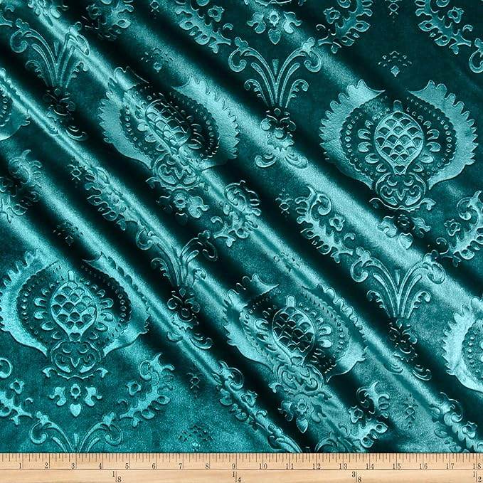 Brocade Damask Velvet Fabric, 58 Inch in Width, Ideal Embossed Material for Home Décor Seafoam Fabrics Star