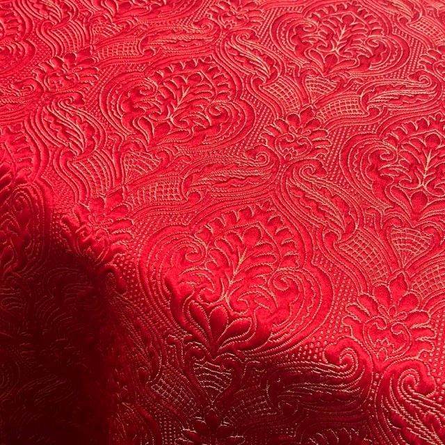 Red/Gold Treasure Jacquard Fabric by the Yard - 115 Inch Wide Fabrics Star