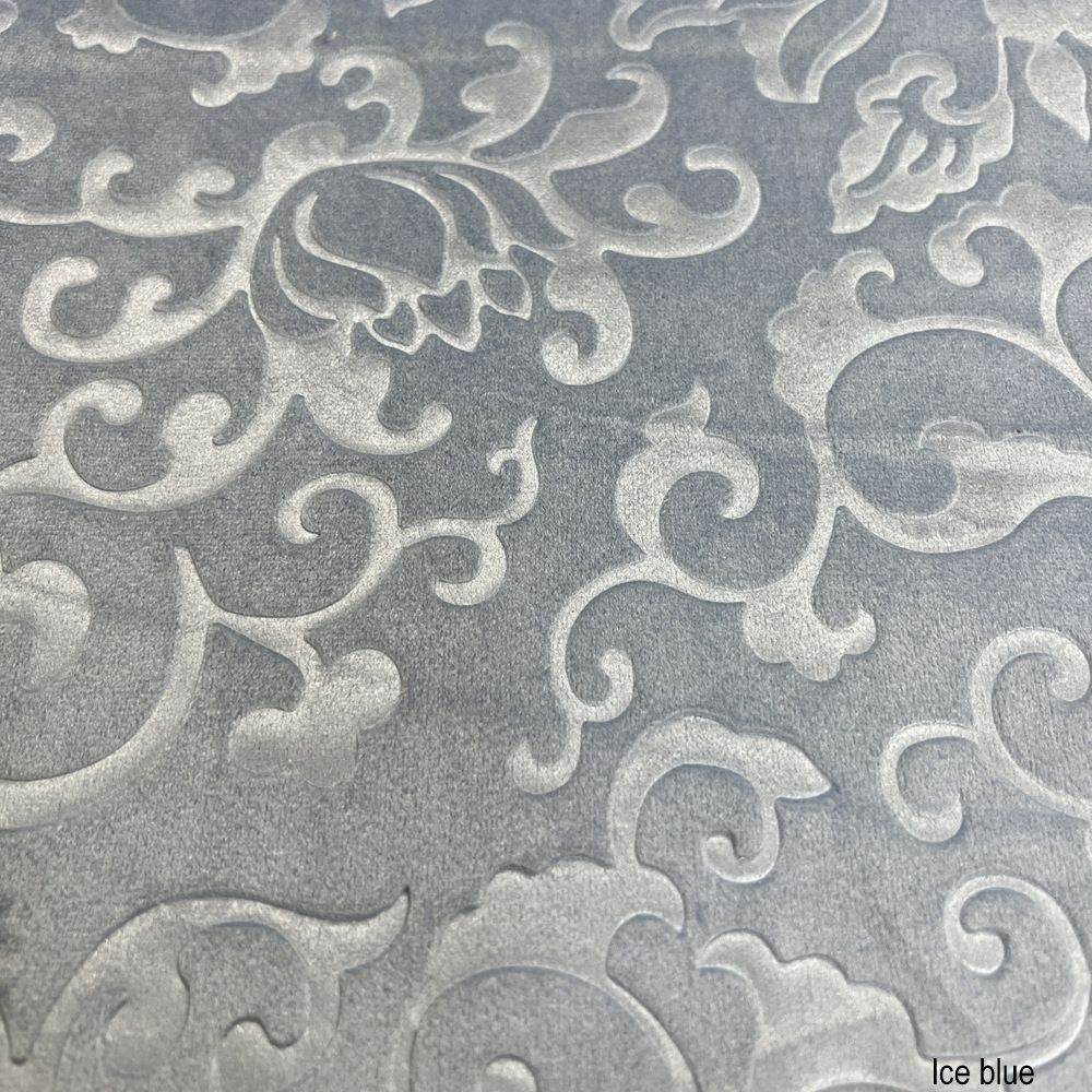 Vails Brocade Velvet Fabric, 72 Inch in Width Ideal Embossed Material for Home Decor Ice Blue Fabrics Star