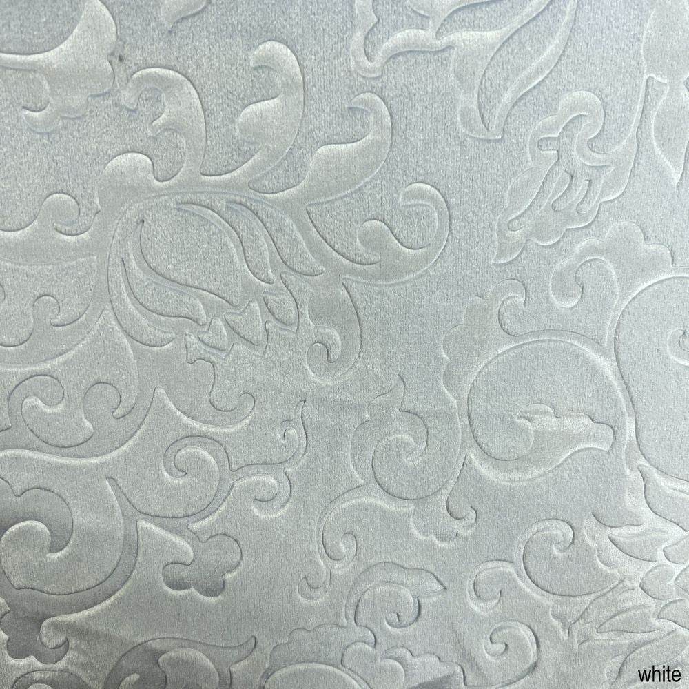 Vails Brocade Velvet Fabric, 72 Inch in Width Ideal Embossed Material for Home Decor White Fabrics Star