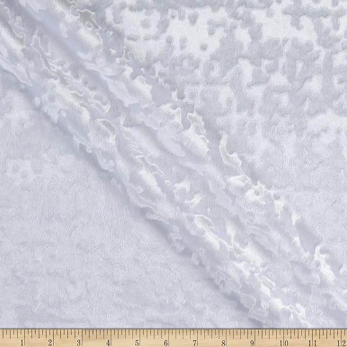 White Abstract Crushed Velvet Fabric by the Yard - 118 Inch Wide Fabrics Star