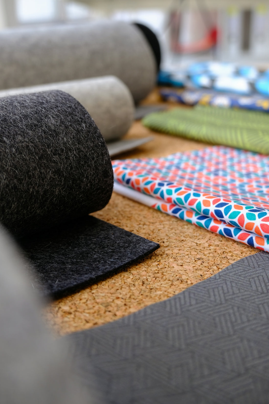 A close up of a table with different colored ties