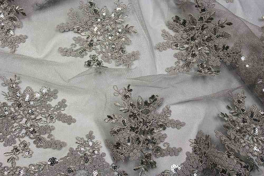 ALLEY Mesh Sequin Fabric, 54 Inch. in Width Grey Fabrics Star