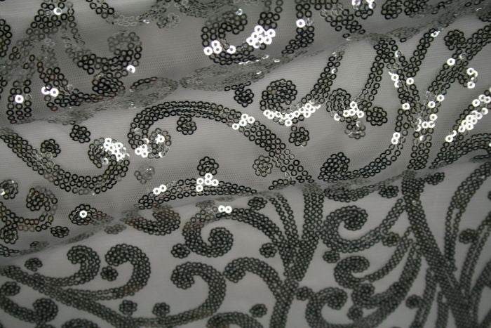 ANDORRA Mesh Sequin Fabric, 52 Inch. in Width Silver Fabrics Star