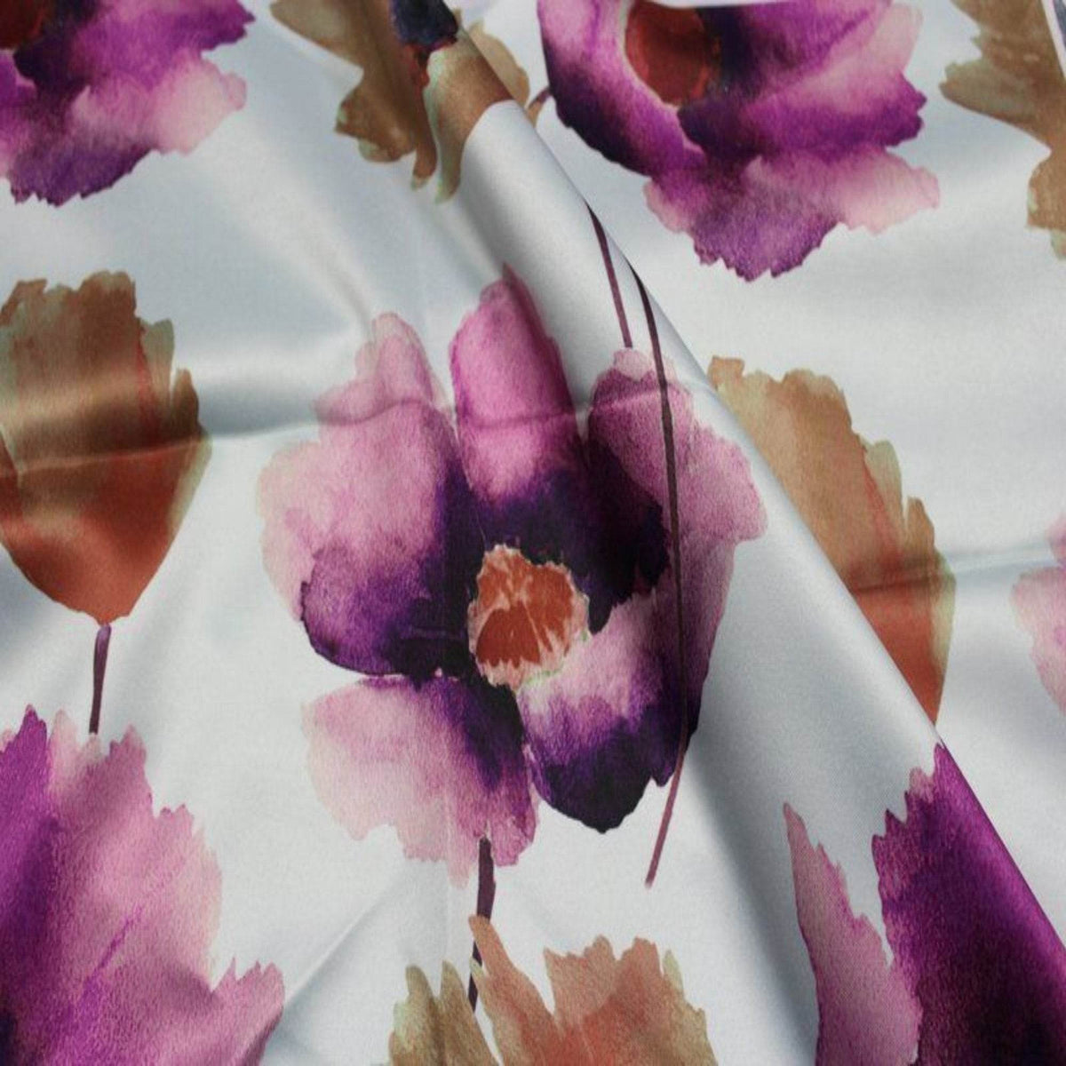 ANTHIUM - Floral Digital Print Satin Fabric - Cotton Hand - 58 Inch. in Width, | Home Decor Autumn Fabrics Star