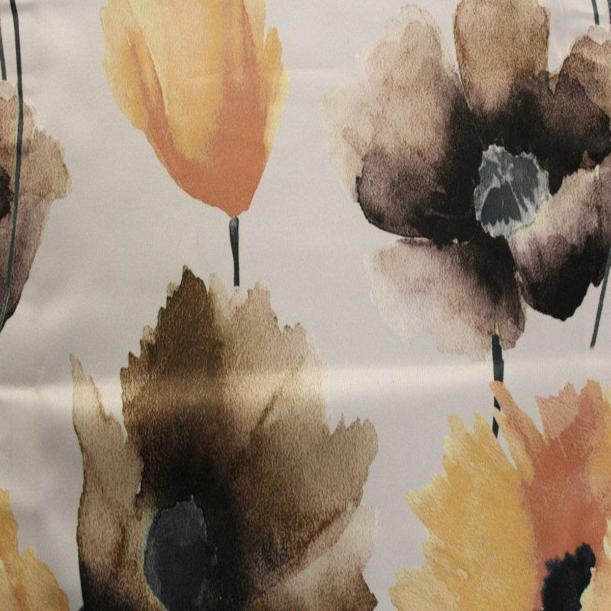 Digital Print Satin Fabric - Cotton Hand - 58 Inch. in Width, | Home Décor Brown - Floral Fabrics Star