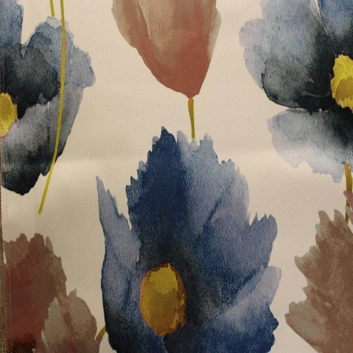 ANTHIUM - Floral Digital Print Satin Fabric - Cotton Hand - 58 Inch. in Width, | Home Decor Navy Fabrics Star