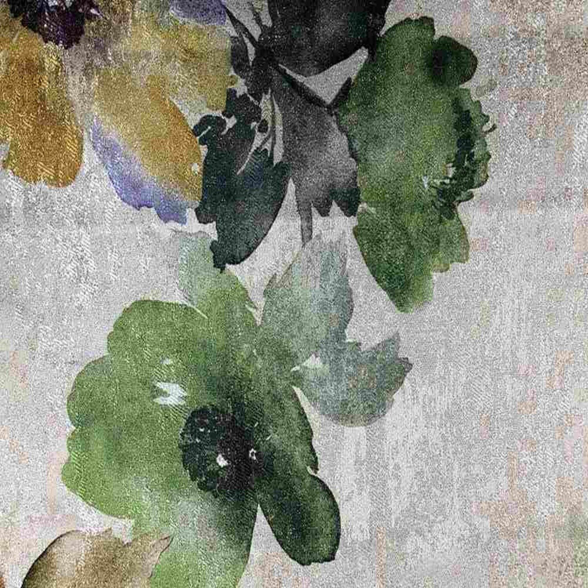 ASTER Floral Digital Print Metallic Fabric - Cotton Hand - 58 Inch. in Width, | Home Decor Green Fabrics Star