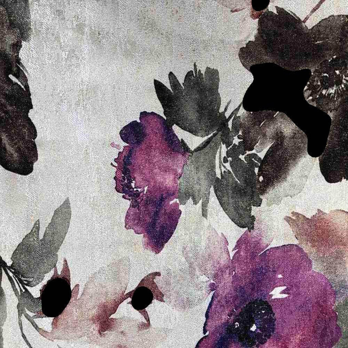ASTER Floral Digital Print Metallic Fabric - Cotton Hand - 58 Inch. in Width, | Home Decor Plum Fabrics Star