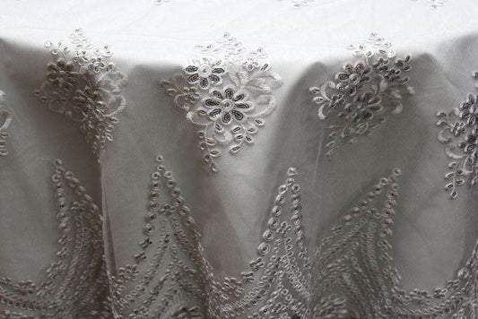 white-silver BEVERLY Embroidered Sheer With Sequins Fabric by the Yard - 54 Inch Wide Fabrics Star