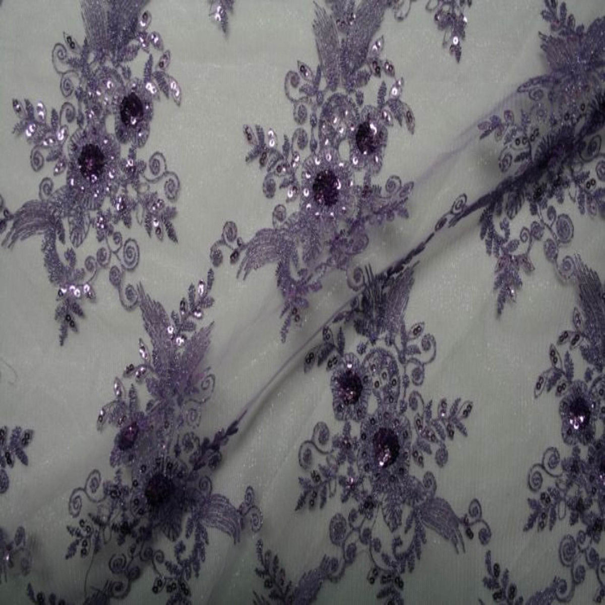Blossom Glitter Sequin Embroidered Mesh Fabric. Lace Netting Material ideal for Sewing, Dresses, Gowns, Skirts, Veils Fabrics Star