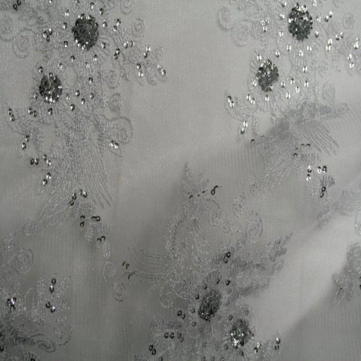 Blossom Glitter Sequin Embroidered Mesh Fabric. Lace Netting Material ideal for Sewing, Dresses, Gowns, Skirts, Veils Fabrics Star