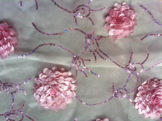 pink-1 BRIDELY Embroidered Sheer Mesh Fabric by the Yard - 58 Inch Wide Fabrics Star