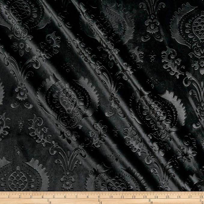 Black Brocade Damask Velvet Fabric by the Yard - 58 Inch Wide Fabrics Star