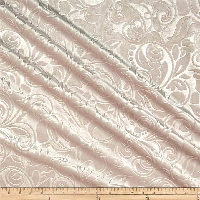 Blush Brocade Scroll Velvet Fabric by the Yard - 58 Inch Wide Fabrics Star