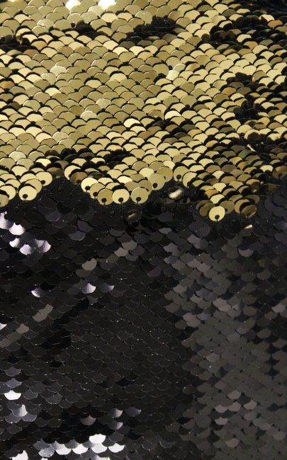 CARNIVAL Color Changing Sensory Wall Reversible Sequin Fabric, 52 Inch. in Width Black Gold Fabrics Star