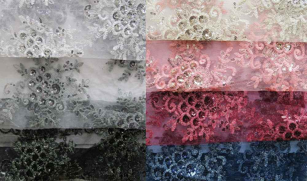 Bristol Glitter Sequin Embroidered Lace Fabric. 54 Inch in Width | Home Decor Fabrics Star