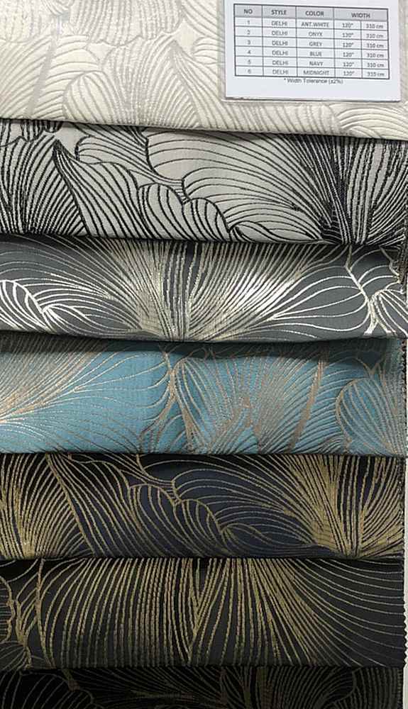 Delhi Metallic Flower Jacquard Fabric - 120 Inch. in Width, | Home Decor Fabrics Star