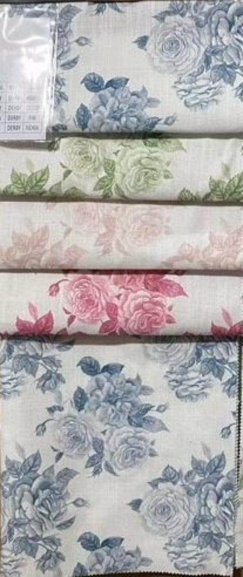 Fuchsia Derby Floral Digital Print Fabric - Linen Look - 115 Inch. in Width Fabric by the Yard - 115 Inch Wide Fabrics Star