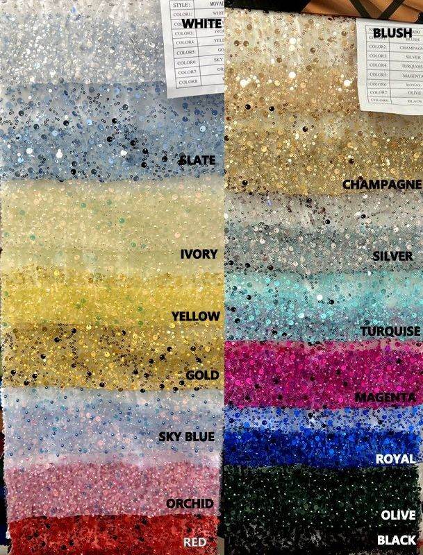 Gold Soft Tulle Mesh Fabric Heavily Embellished with Sequins Fabric by the Yard - 52 Inch Wide Fabrics Star