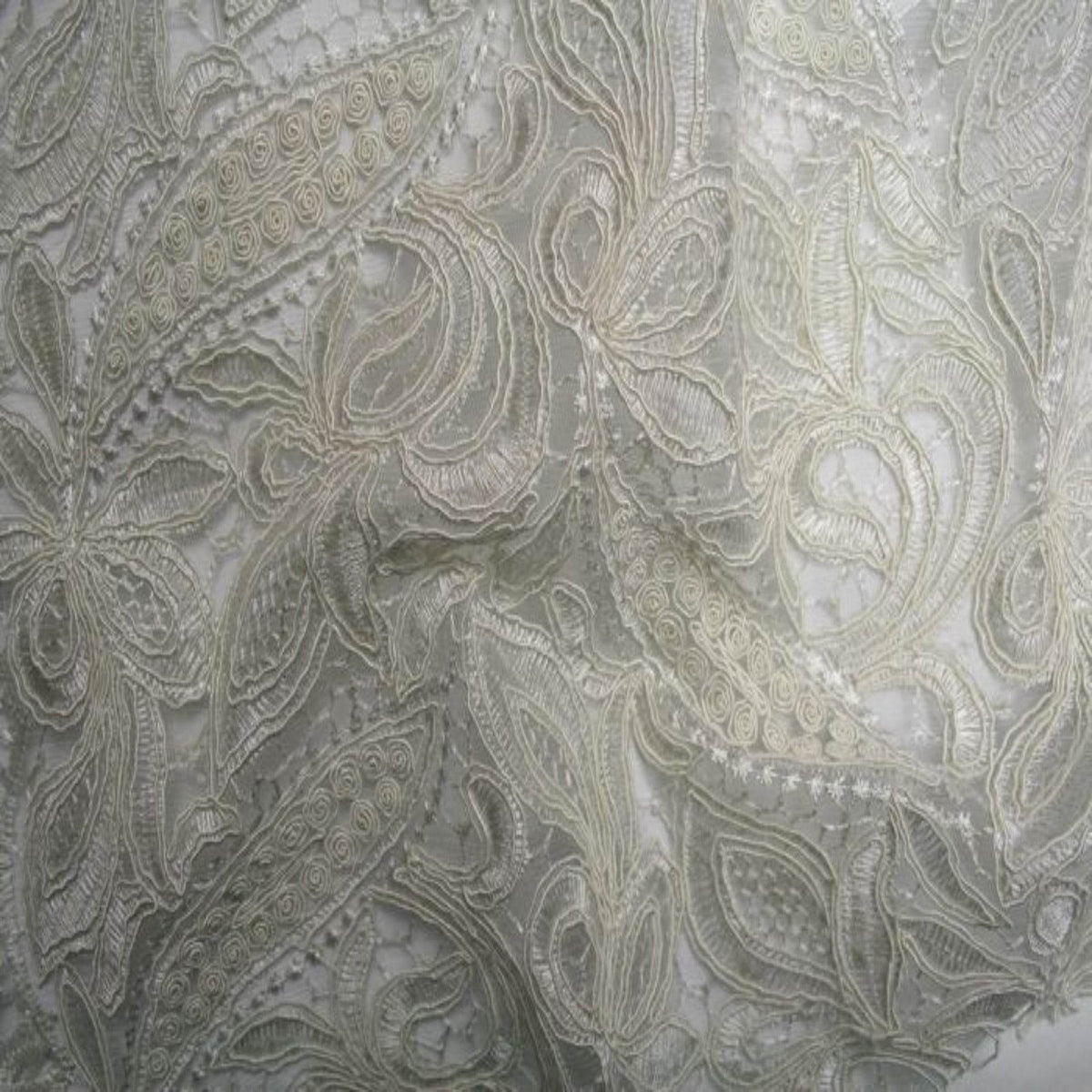 CREATION Glitter Embroidered Mesh Fabric. Lace Netting Material 52 Inch in Width | Home Decor Ivory Fabrics Star