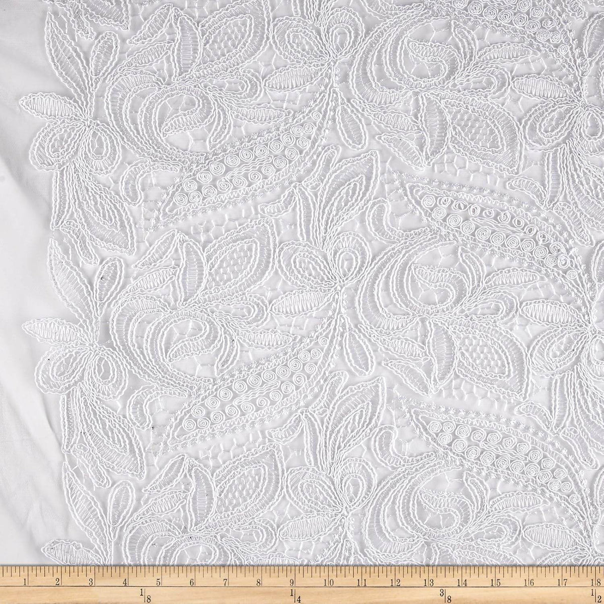 CREATION Glitter Embroidered Mesh Fabric. Lace Netting Material 52 Inch in Width | Home Decor White Fabrics Star
