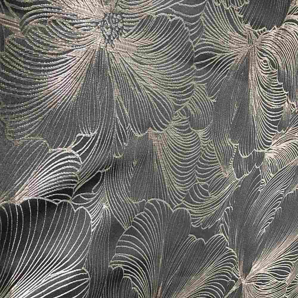 Delhi Metallic Flower Jacquard Fabric - 120 Inch. in Width, | Home Decor Grey Fabrics Star