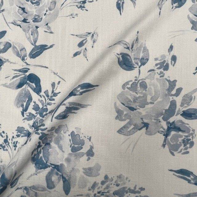 Dover Floral Digital Print Fabric - Linen Look - 115 Inch. in Width, | Home Decor Wedgewood Fabrics Star