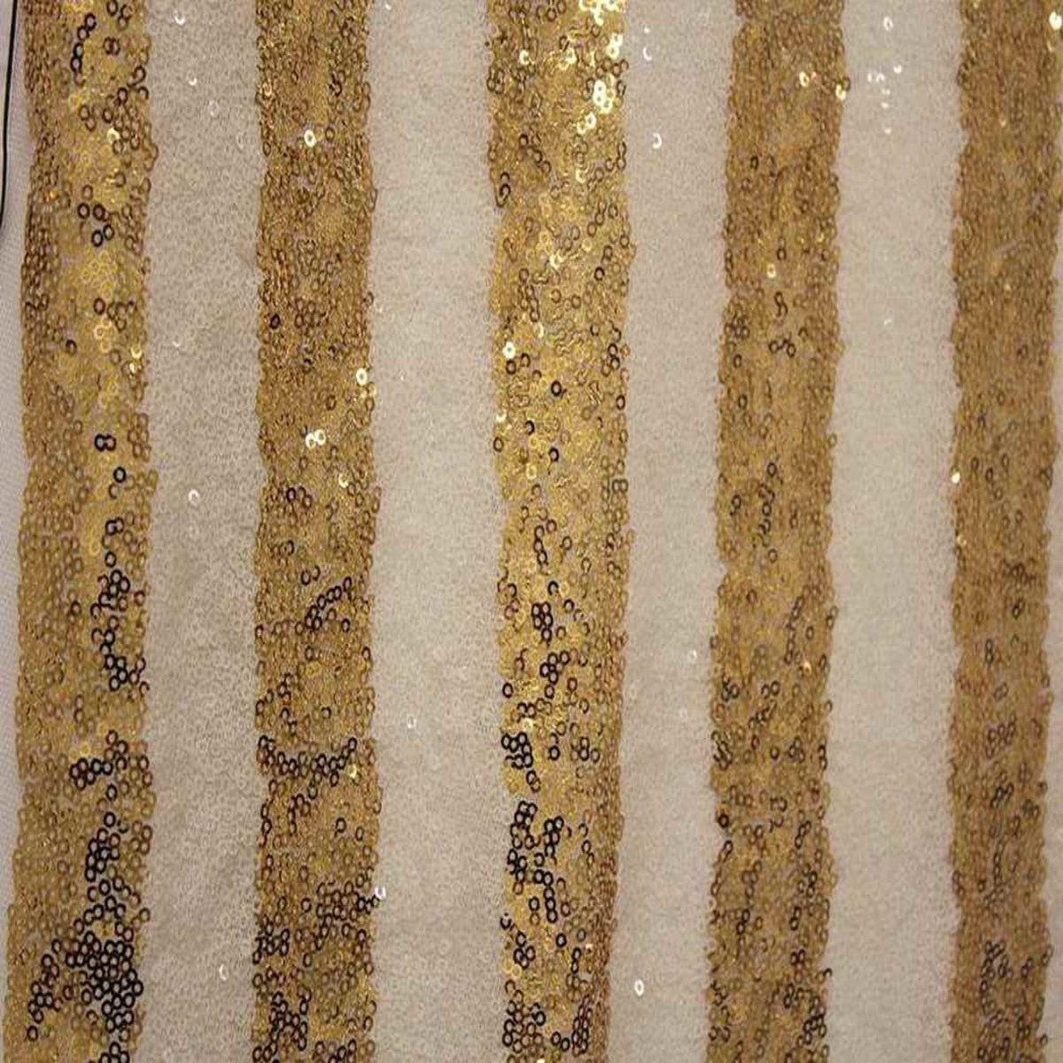 FIESTA Striped Sequin Fabric on Mesh Material ,2-Way Stretch, 52 Inch. In Width, | Arts and Crafts Gold Ivory Fabrics Star