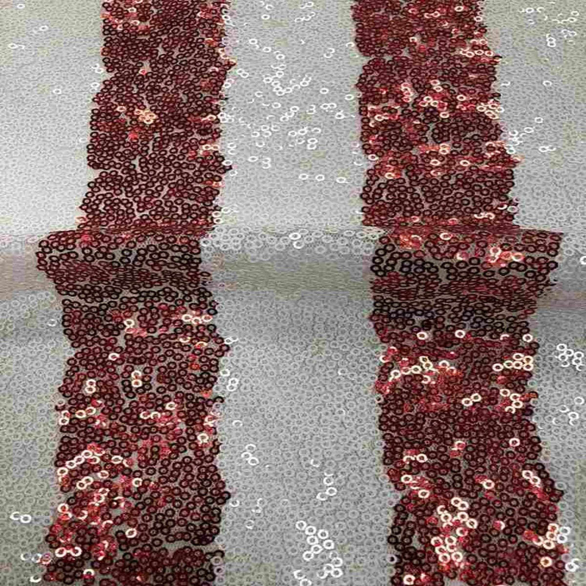 FIESTA Striped Sequin Fabric on Mesh Material ,2-Way Stretch, 52 Inch. In Width, | Arts and Crafts Red White Fabrics Star