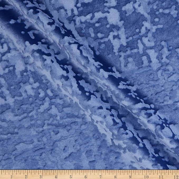 French Blue Abstract Crushed Velvet Fabric by the Yard - 118 Inch Wide Fabrics Star