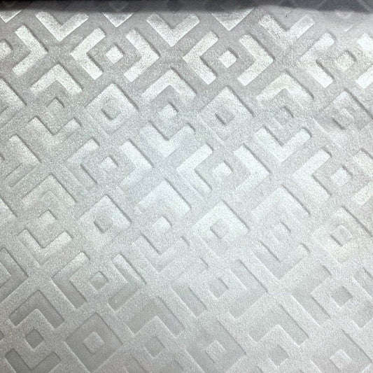 Gate Brocade Velvet Fabric, 72 Inch in Width Ideal Embossed Material for Home Decor White Fabrics Star