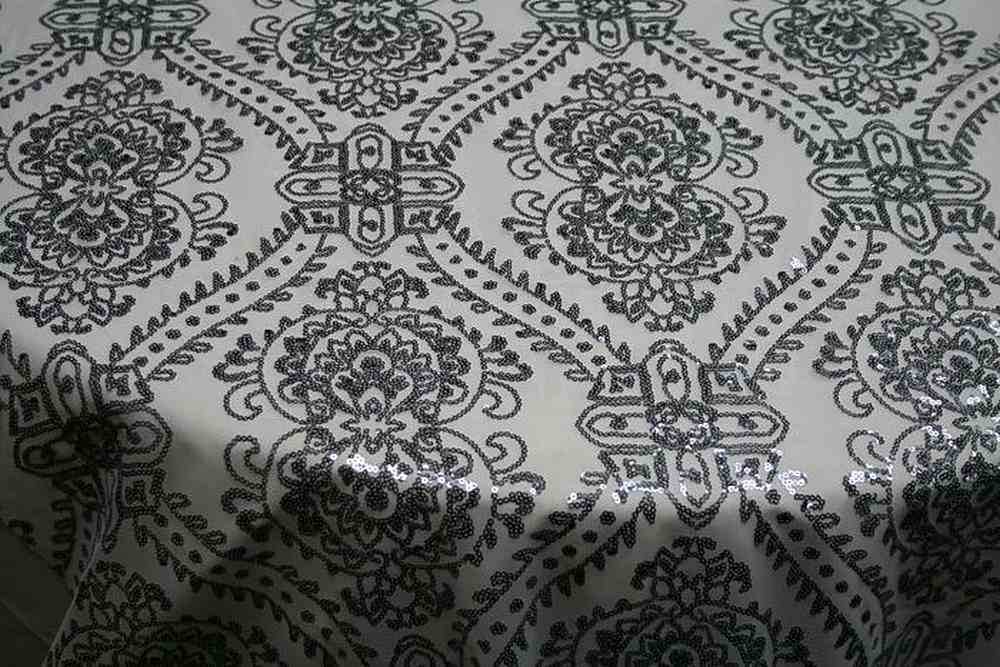 GLITTER Sequin Fabric, 58 Inch. in Width White Silver Fabrics Star