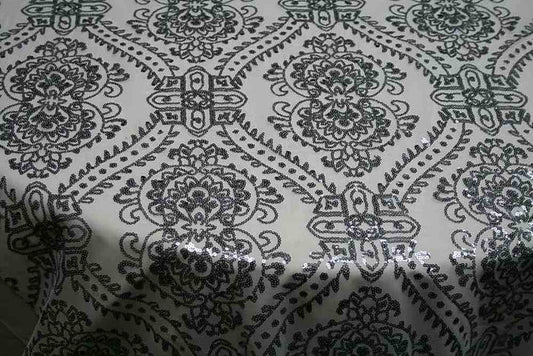 GLITTER Sequin Fabric, 58 Inch. in Width White Silver Fabrics Star