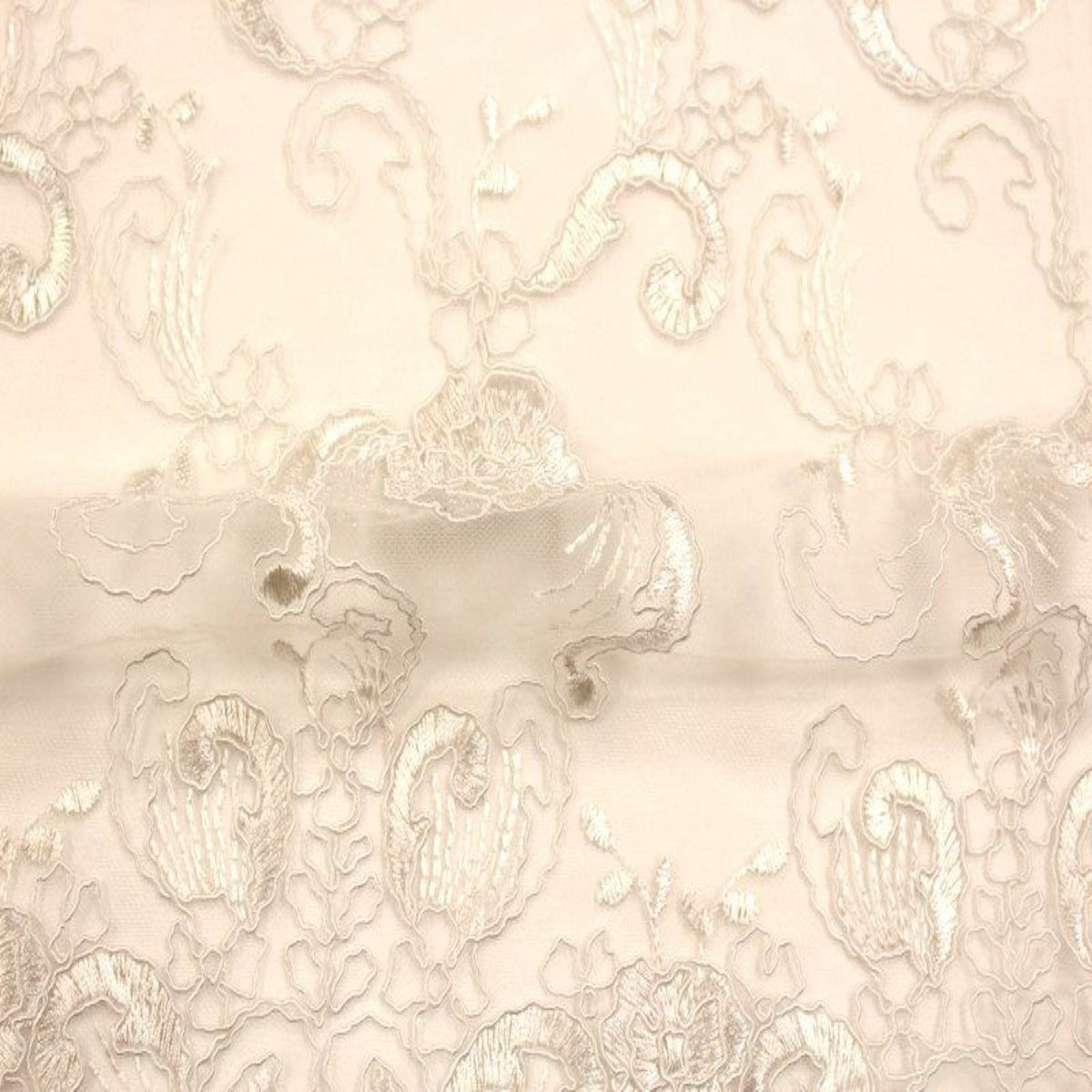 HILTON Embroidered Mesh Fabric. Lace Netting Material 54 Inch in Width | Home Decor White Fabrics Star