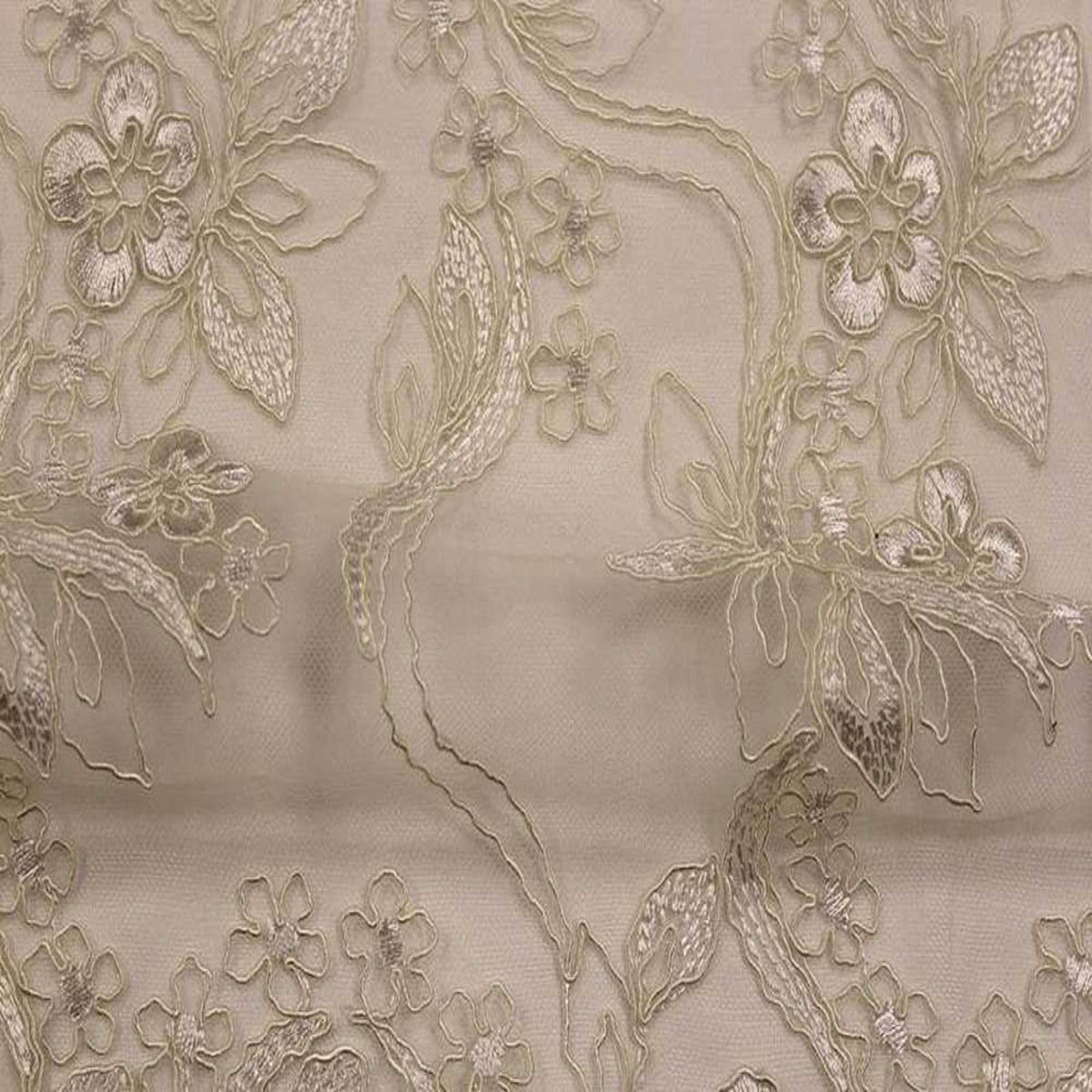 HOLIDAY Embroidered Mesh Fabric. Lace Netting Material 54 Inch in Width | Home Decor Ivory Fabrics Star