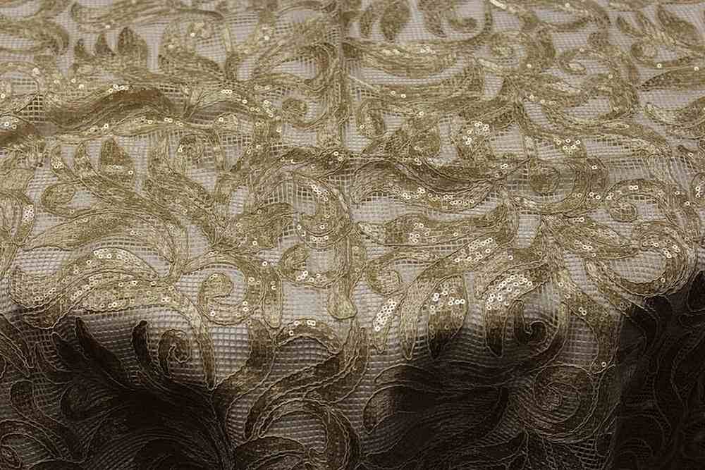 LANCHASTER Lace Sequin Fabric, 54 Inch. in Width Sand Fabrics Star