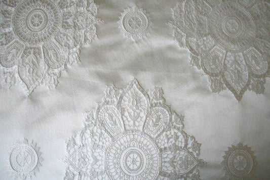 snow-white LAURIER Fabric. 58 Inch in Width Fabric by the Yard - 58 Inch Wide Fabrics Star