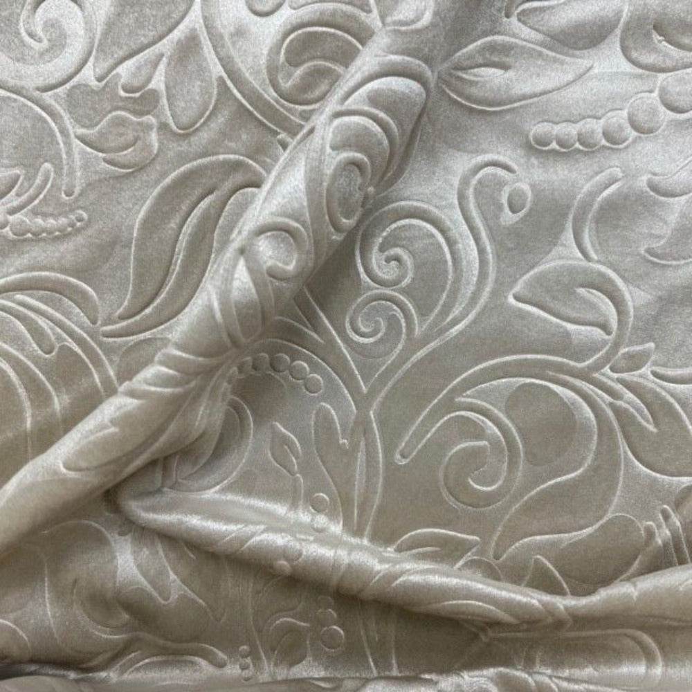 Ivory Brocade Scroll Velvet Fabric by the Yard - 58 Inch Wide Fabrics Star