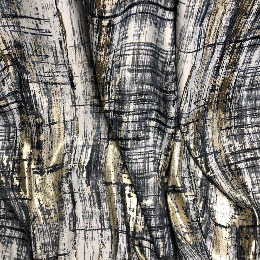LYNSFIELD Jacquard Print Metallic Fabric, 118 Inch in Width, | Home Decor Ebony Fabrics Star